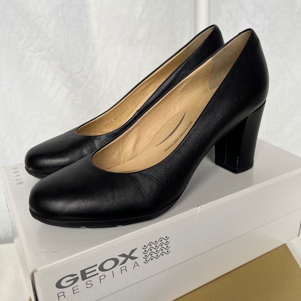 GEOX 39/9 Nappa leather pumps, EUC, "Annya" in black